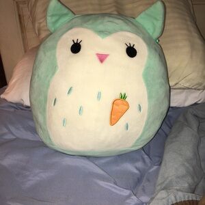 RARE Squishmallow 13” Winston The Turquoise Owl with Carrot